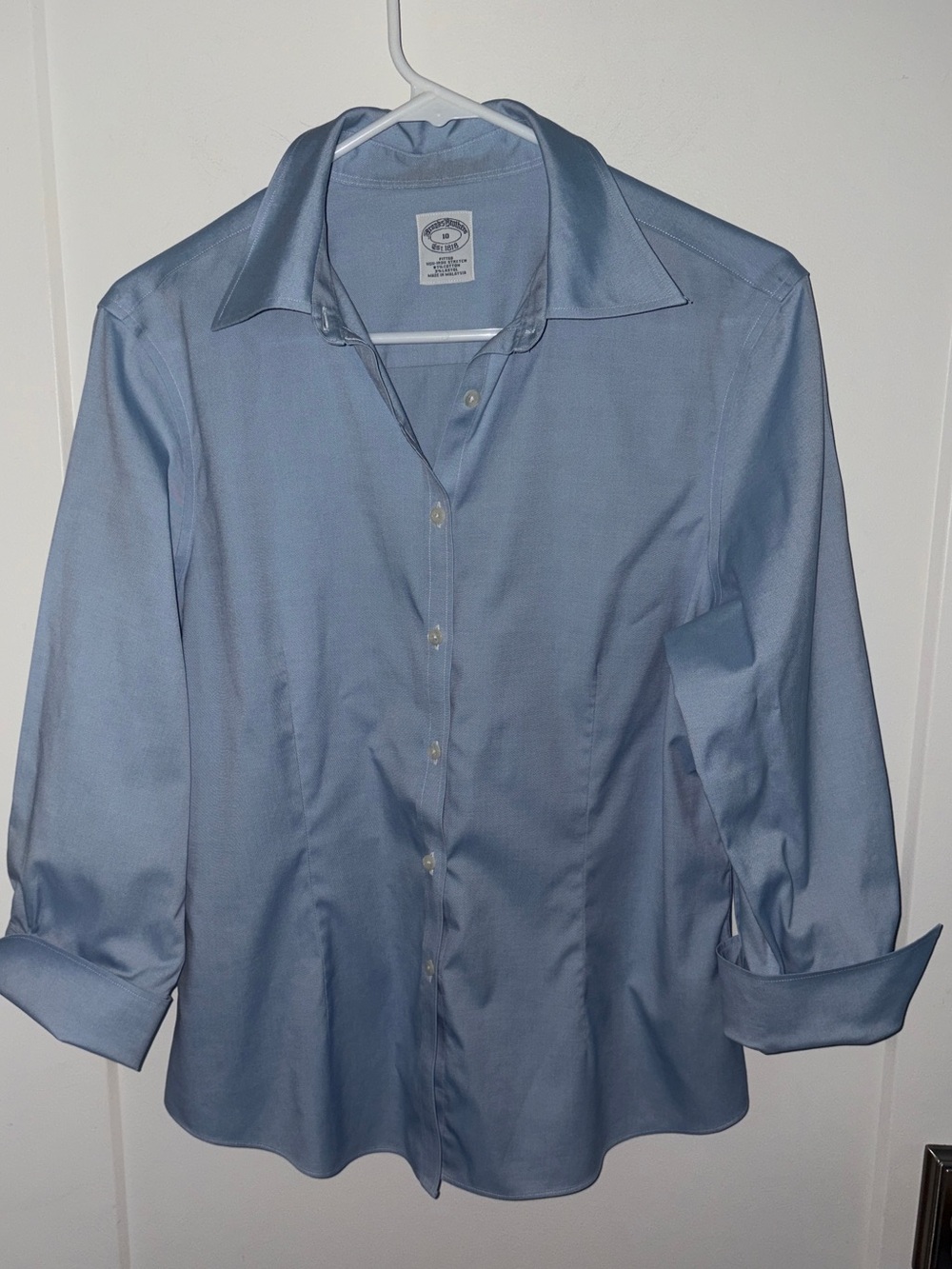 NWOT Brooks Brothers Non-iron stretch cotton blouse 3/4 sleeve sz 10
